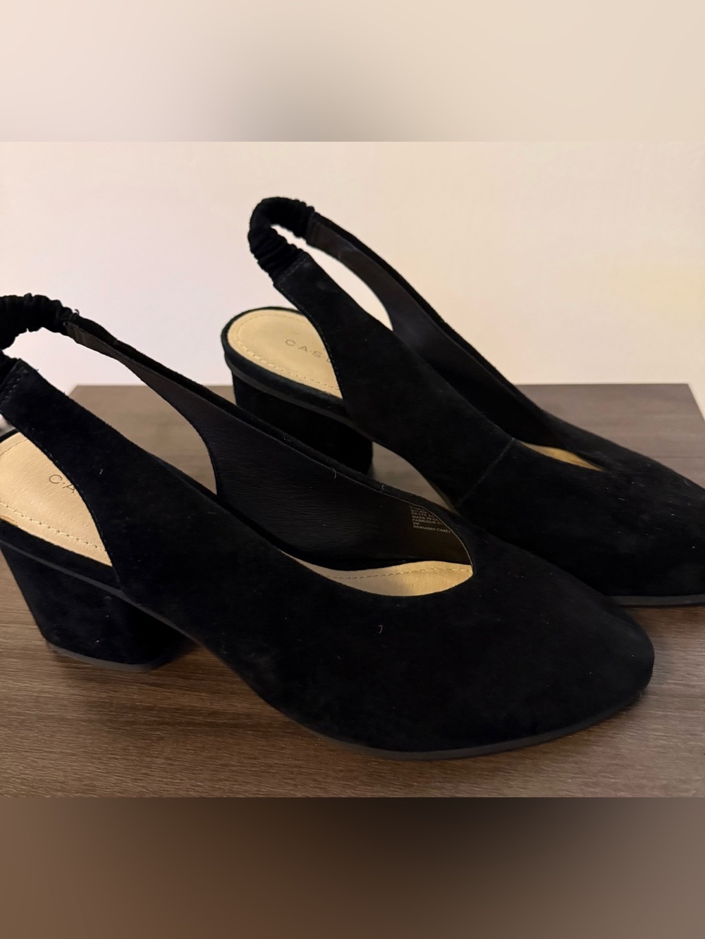 Caslon Black Suede Slingback Block Heels